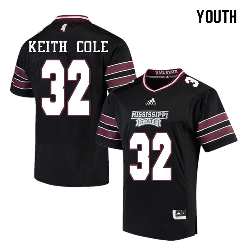 Youth #32 Brian Keith Cole Mississippi State Bulldogs College Football Jerseys Sale-Black - Click Image to Close